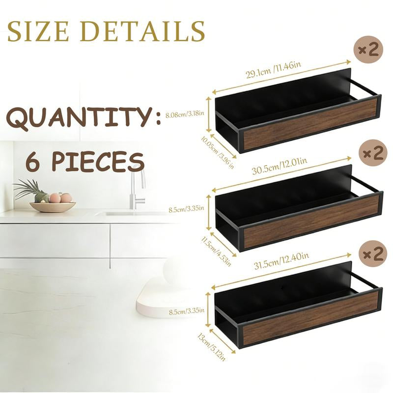 Magnetic Refrigerator Organizer Shelf｜No Drill Fridge Side Spice Rack｜Carbon Steel Magnetic Storage with Wood-Grain Look｜Strong Hold Space Saving Kitchen Organizer for Small Kitchens