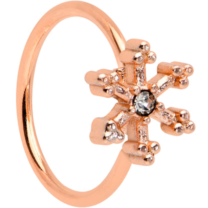 20G 5/16 Clear Gem Rose Gold Tone Sweet Snowflake Nose Hoop