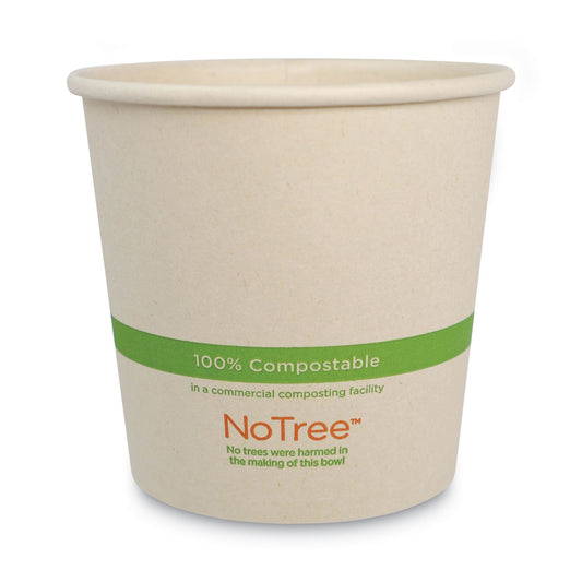 World Centric No Tree Paper Bowls, 24 oz, 4.4" Diameter x 4.5"h, Natural, Sugarcane, 500/Carton