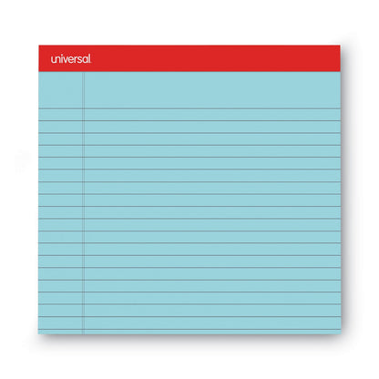 Universal Colored Perforated Ruled Writing Pads, Wide/Legal Rule, 50 Blue 8.5 x 11 Sheets, Dozen