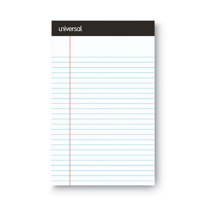 Universal Premium Ruled Writing Pads with Heavy-Duty Back, Narrow Rule, Black Headband, 50 White 5 x 8 Sheets, 6/Pack