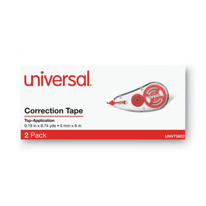 Universal Correction Tape Dispenser, Non-Refillable, Transparent Red Applicator, 0.2" x 315", 2/Pack