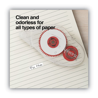 Universal Double-sided Adhesive Tape Roller, 0.38" x 32.83 ft, Dries Clear, 2/Pack