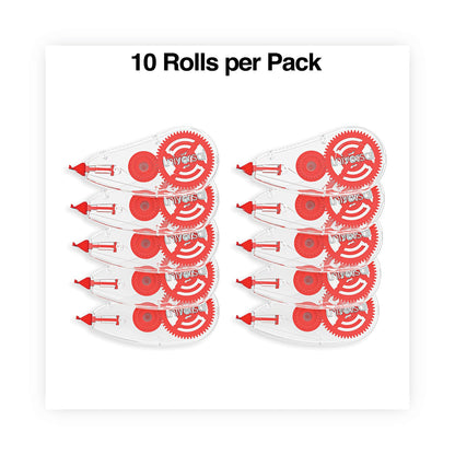 Universal Correction Tape Dispenser, Non-Refillable, Transparent Red Applicator, 0.2" x 315", 10/Pack