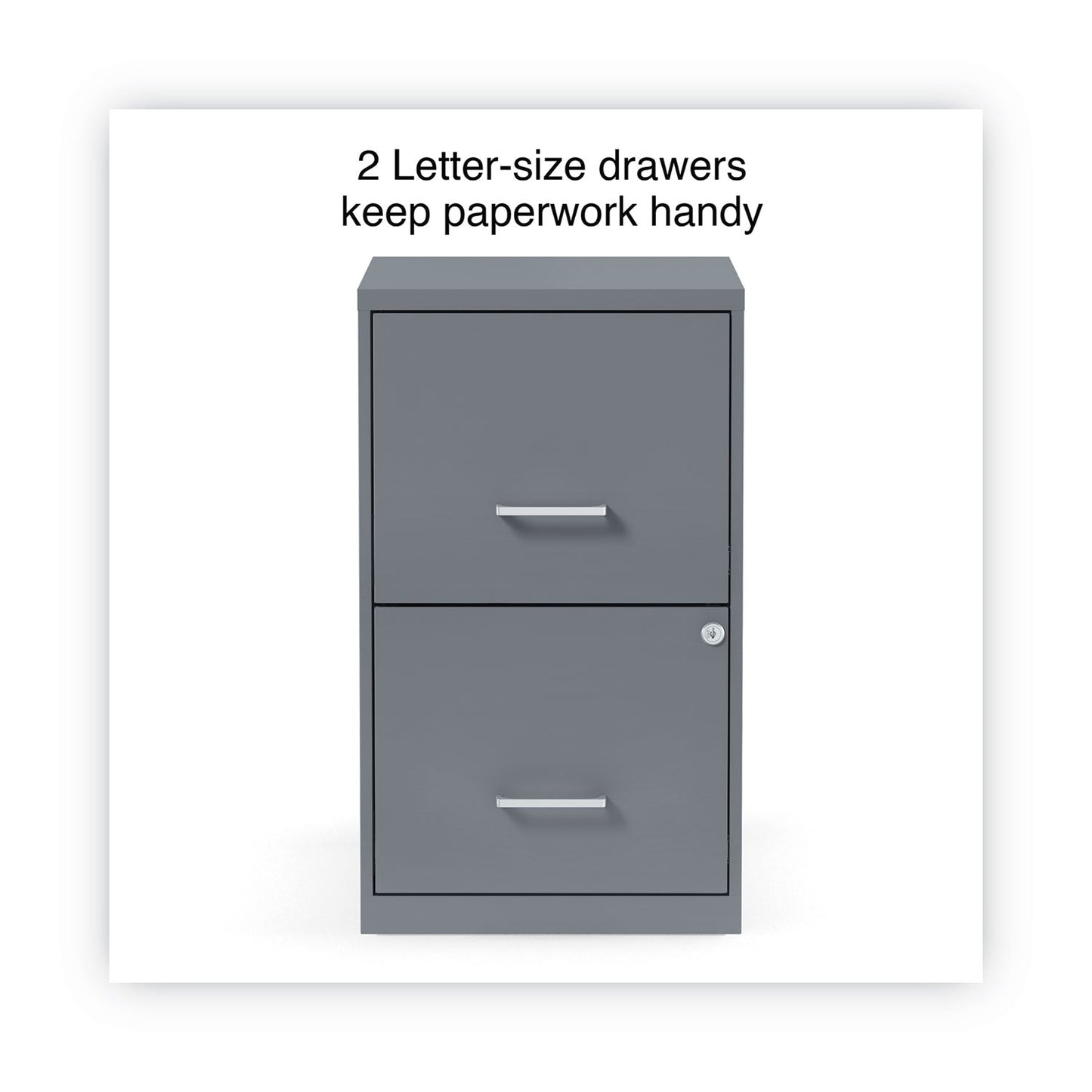 Alera Soho Vertical File Cabinet, 2 Drawers: File/File, Letter, Charcoal, 14" x 18" x 24.1"