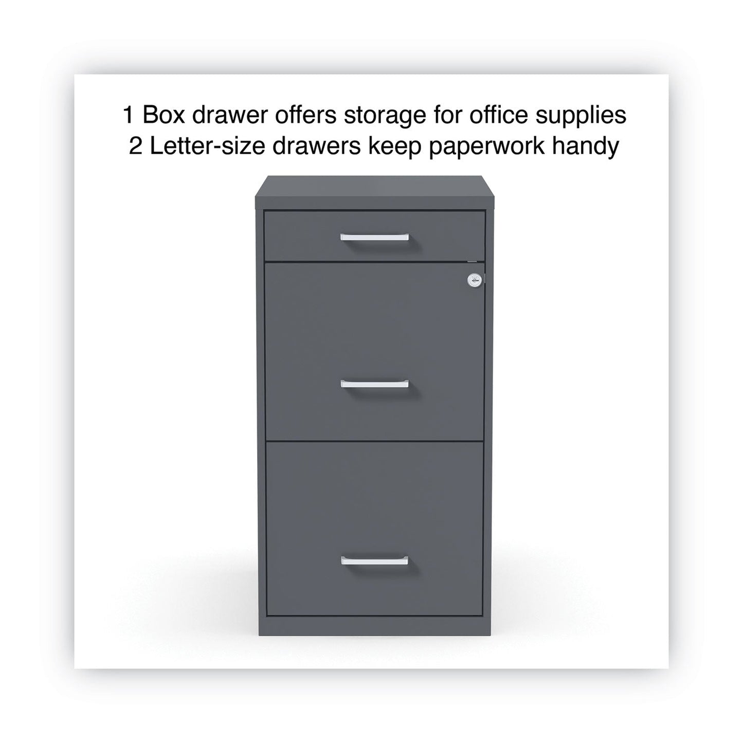 Alera Soho Vertical File Cabinet, 3 Drawers: Pencil/File/File, Letter, Charcoal, 14" x 18" x 26.9"