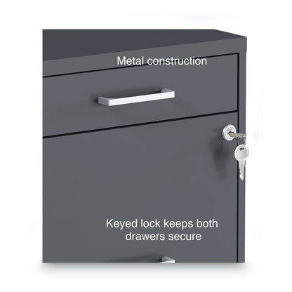 Alera Soho Vertical File Cabinet, 3 Drawers: Pencil/File/File, Letter, Charcoal, 14" x 18" x 26.9"