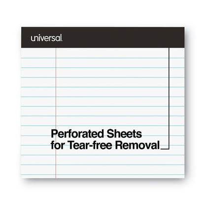 Universal Premium Ruled Writing Pads with Heavy-Duty Back, Wide/Legal Rule, Black Headband, 50 White 8.5 x 11 Sheets, 12/Pack