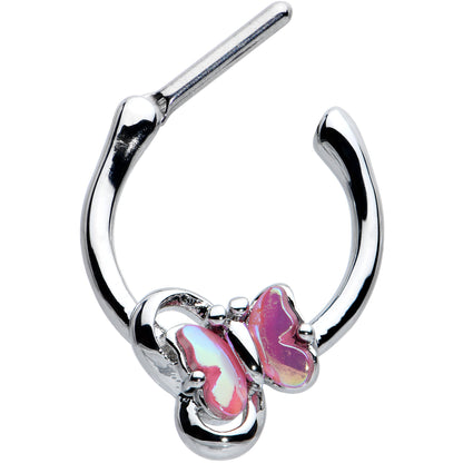 16G 5/16 Heart Pink Butterfly Cartilage Clicker