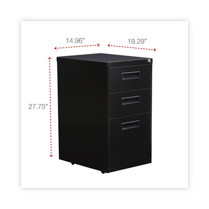 Alera File Pedestal, Left or Right, 3-Drawers: Box/Box/File, Legal/Letter, Black, 14.96" x 19.29" x 27.75"