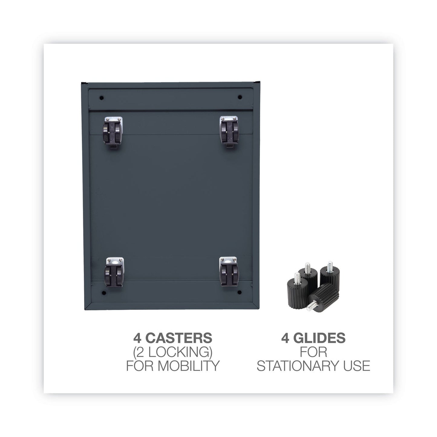 Alera File Pedestal, Left or Right, 3-Drawers: Box/Box/File, Legal/Letter, Charcoal, 14.96" x 19.29" x 27.75"