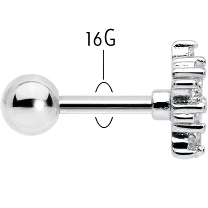 16G 1/4 Clear CZ Gem Floral Burst Cartilage Tragus Earring