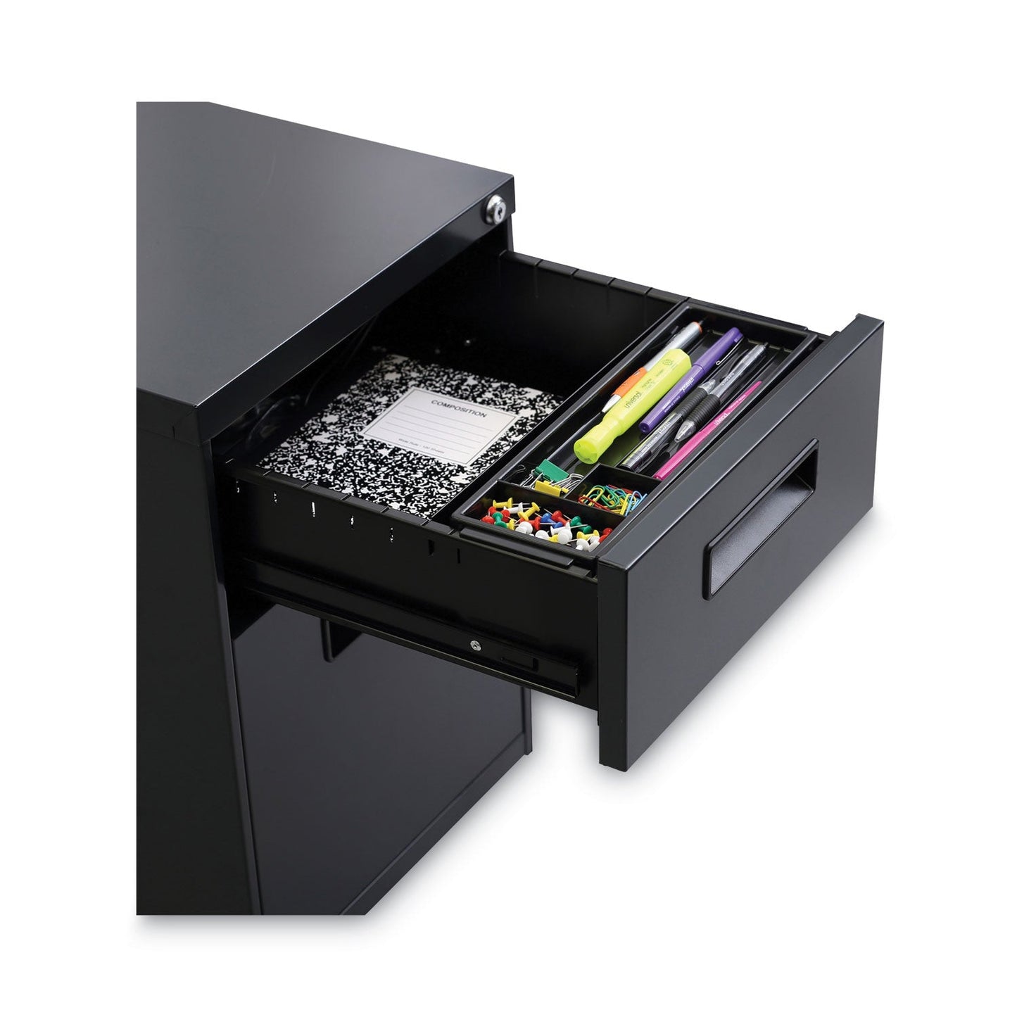 Alera File Pedestal, Left or Right, 2-Drawers: Box/File, Legal/Letter, Charcoal, 14.96" x 19.29" x 21.65"
