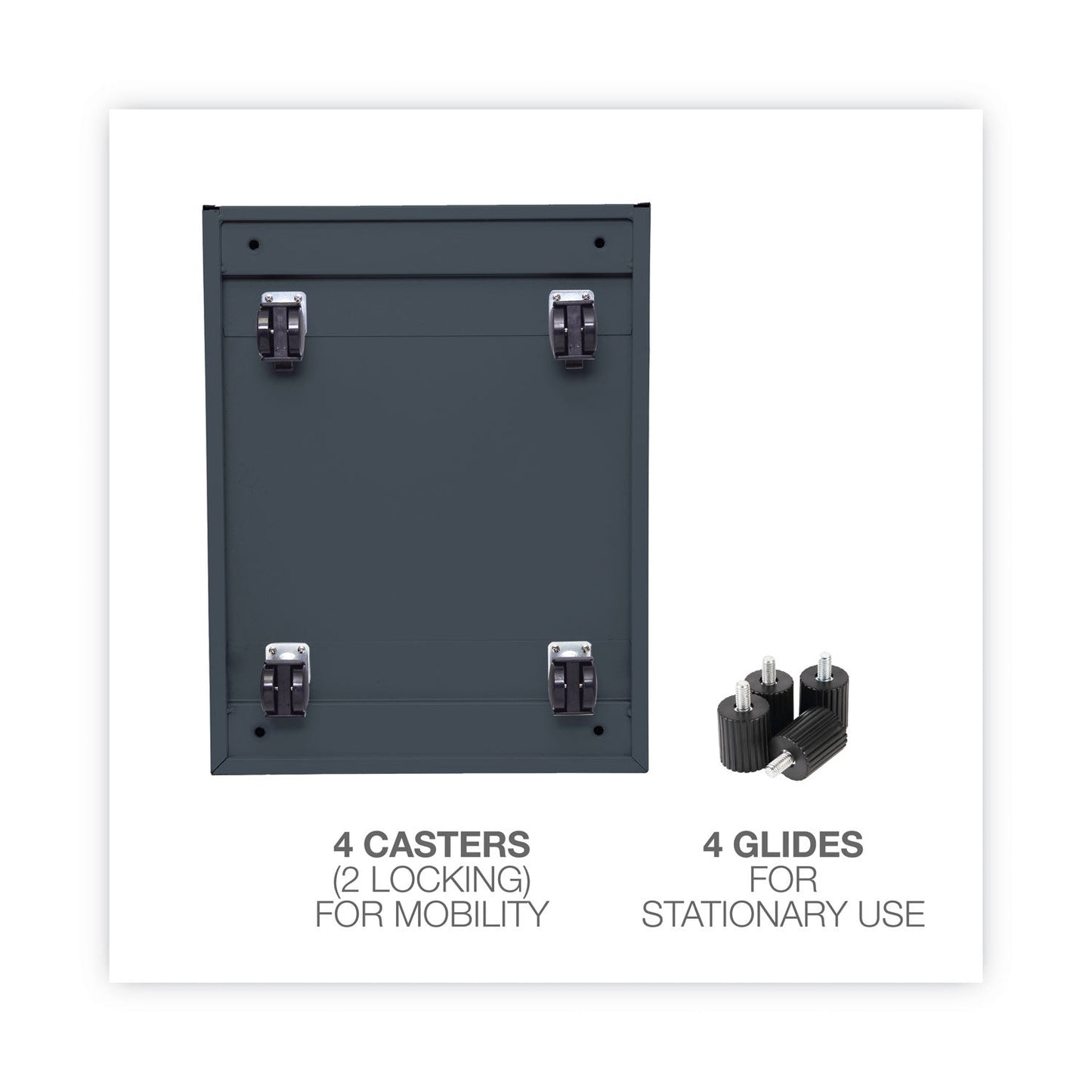 Alera File Pedestal, Left or Right, 2 Legal/Letter-Size File Drawers, Charcoal, 14.96" x 19.29" x 27.75"