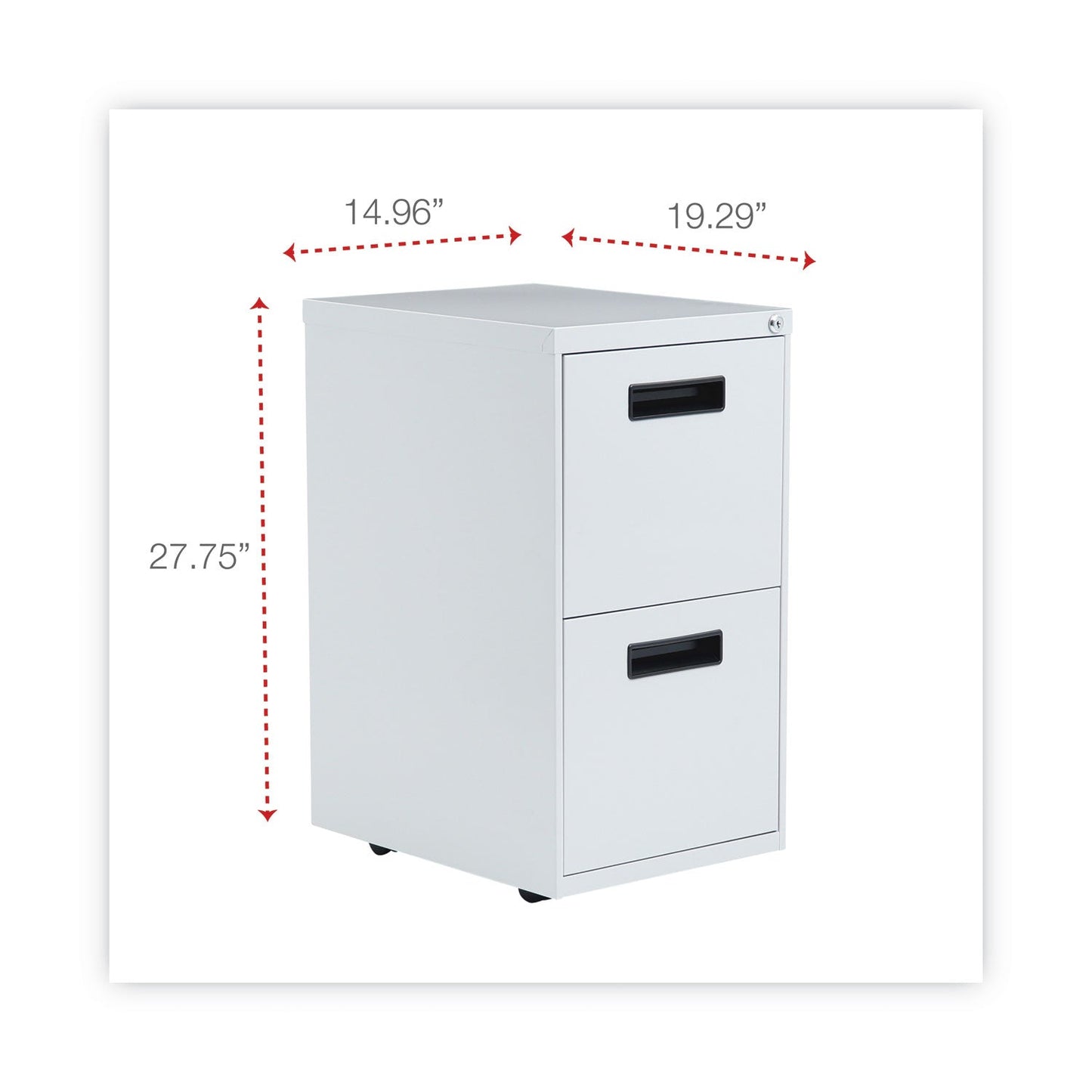 Alera File Pedestal, Left or Right, 2 Legal/Letter-Size File Drawers, Light Gray, 14.96" x 19.29" x 27.75"