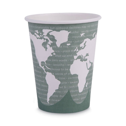 Eco-Products World Art Renewable and Compostable Hot Cups, 12 oz, Gray, 50/Pack