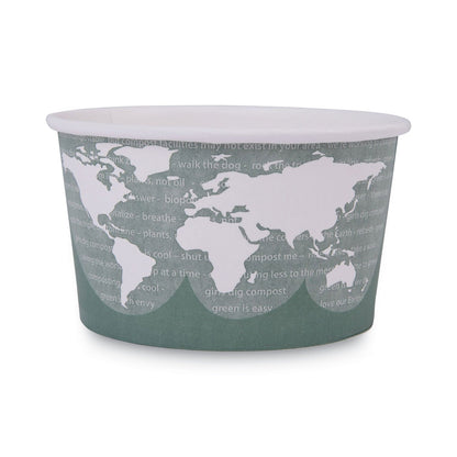 Eco-Products World Art Renewable and Compostable Food Container, 12 oz, 4.05 Diameter x 2.5 h, Green, Paper, 25/Pack, 20 Packs/Carton