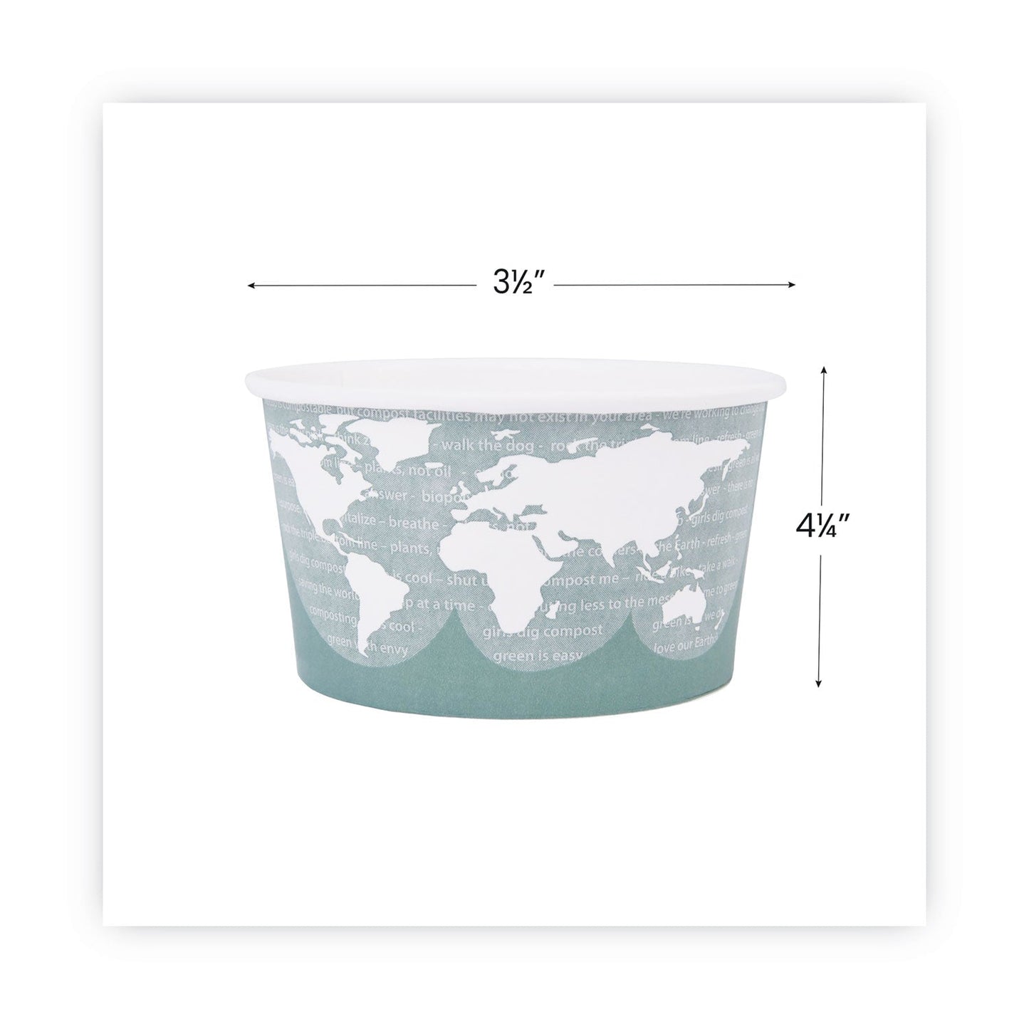 Eco-Products World Art Renewable and Compostable Food Container, 12 oz, 4.05 Diameter x 2.5 h, Green, Paper, 25/Pack, 20 Packs/Carton