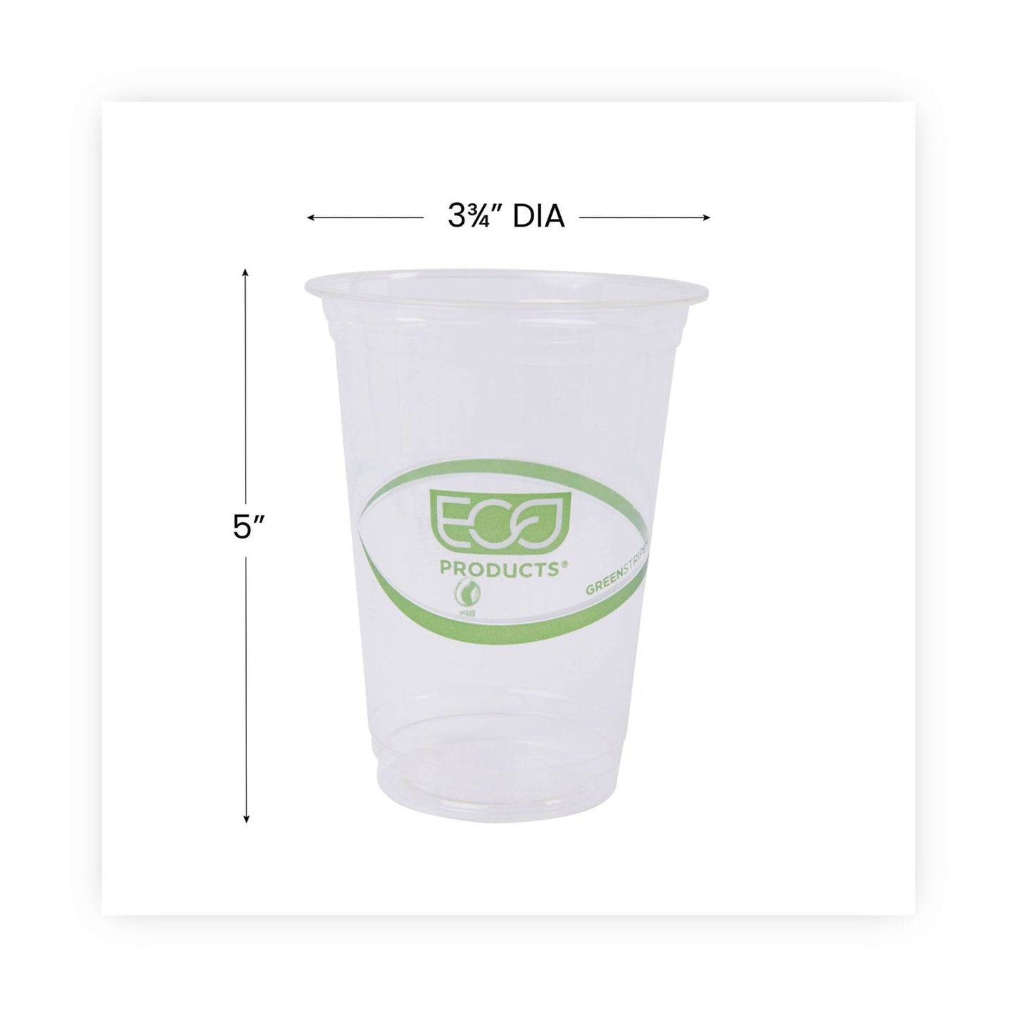 Eco-Products GreenStripe Renewable and Compostable Cold Cups Convenience Pack, Clear, 16 oz, 50/Pack