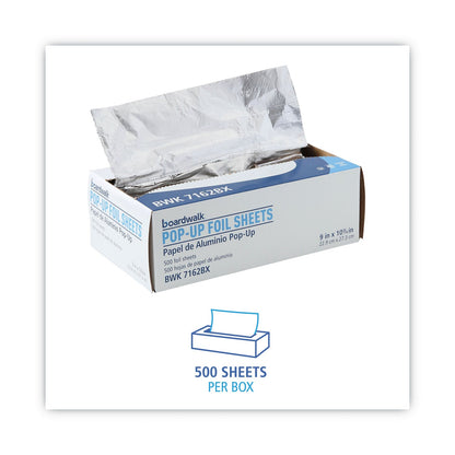 Boardwalk Standard Aluminum Foil Pop-Up Sheets, 9 x 10.75, 500/Box