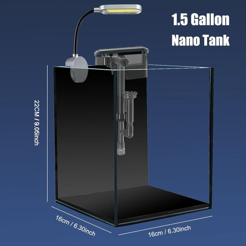 Craftsboys 1.5Gal Nano Glass Fish Tank with Filter & LED Light - Perfect for Betta Fish Aquascaping!