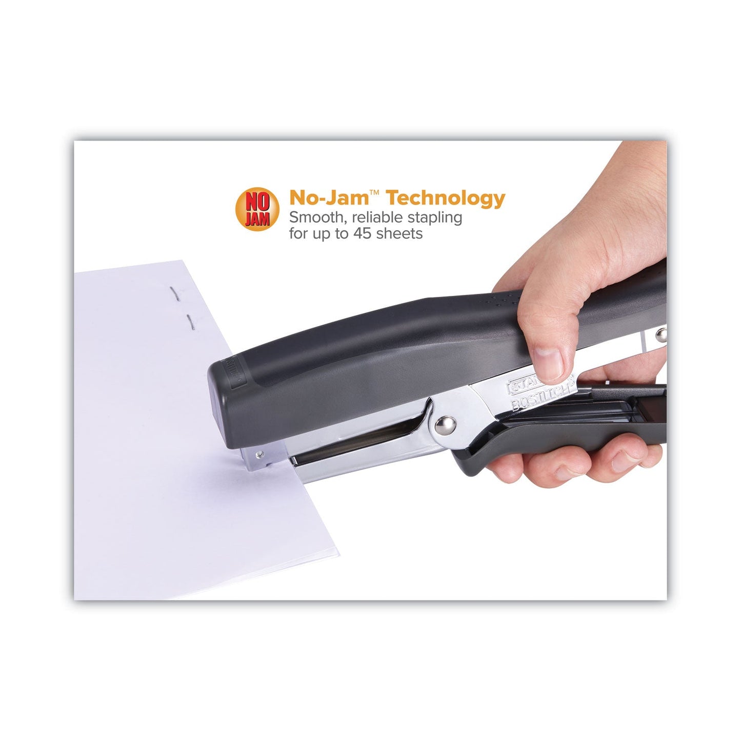 Bostitch B8 Xtreme Duty Plier Stapler, 45-Sheet Capacity, 0.25" to 0.38" Staples, 2.5" Throat, Black/Charcoal Gray