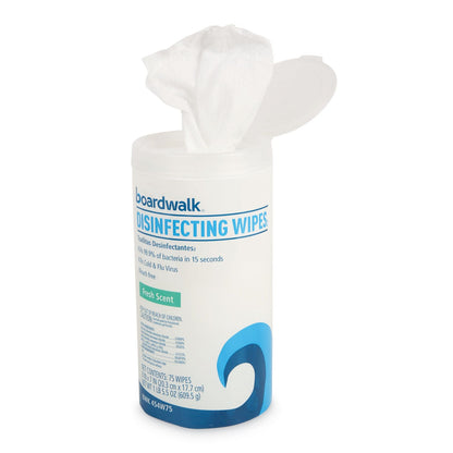 Boardwalk Disinfecting Wipes, 7 x 8, Fresh Scent, 75/Canister, 3 Canisters/Pack