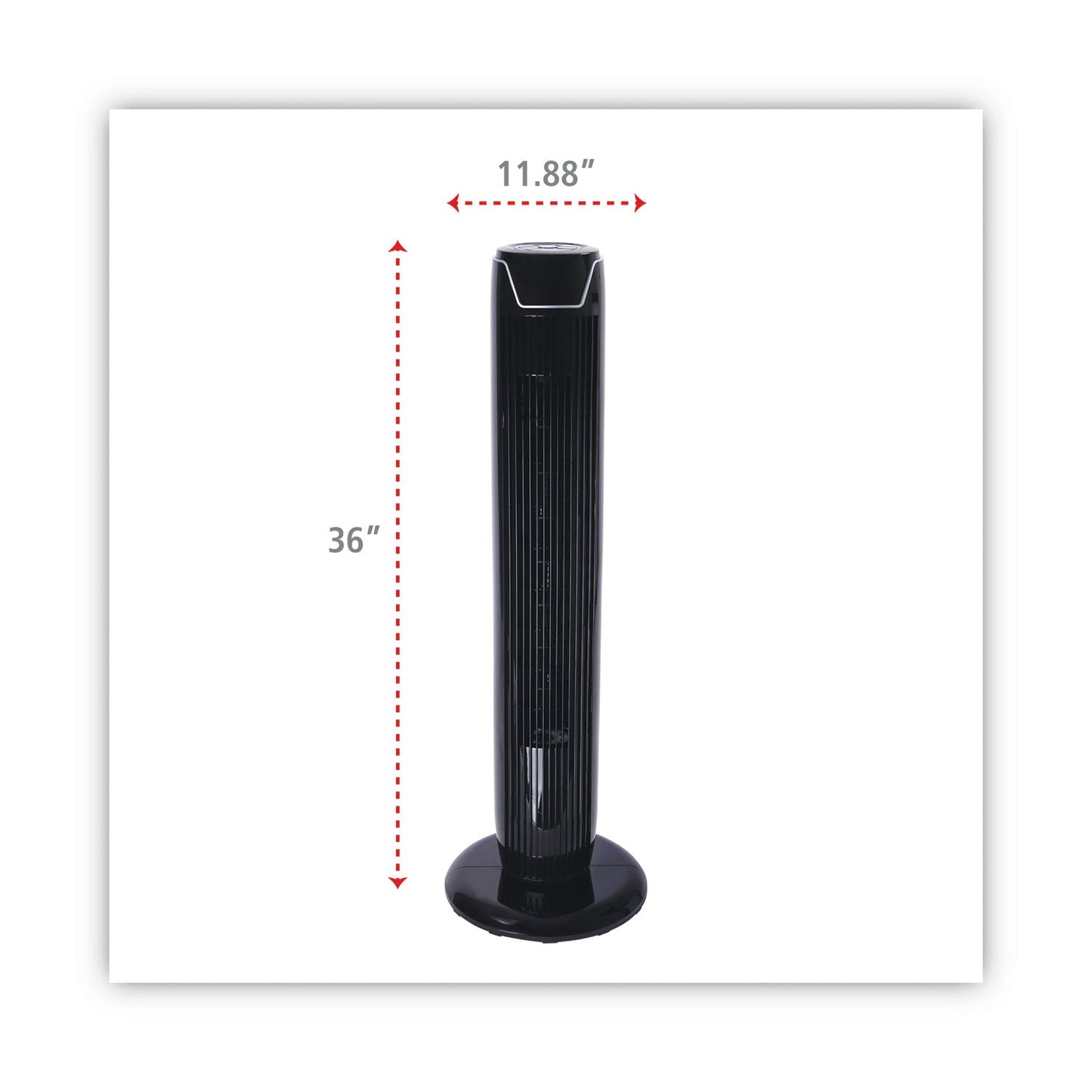 Alera 36" 3-Speed Oscillating Tower Fan with Remote Control, Plastic, Black