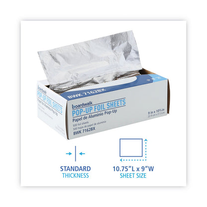 Boardwalk Standard Aluminum Foil Pop-Up Sheets, 9 x 10.75, 500/Box