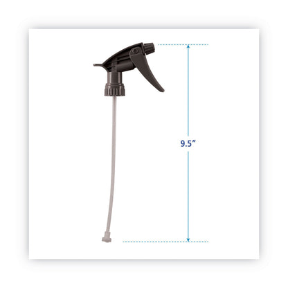 Boardwalk Chemical-Resistant Trigger Sprayer 320CR, 9.5" Tube, Gray, 24/Carton