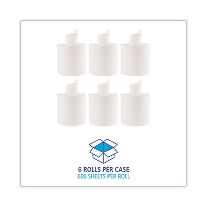 Boardwalk Center-Pull Roll Towels, 2-Ply, 10"w, White, 600/Roll, 6/Carton