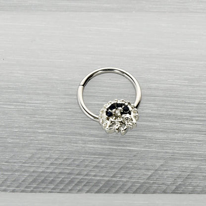 16G 3/8 Clear Blue Gem Abstract Arch Hinged Segment Ring