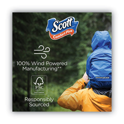 Scott ComfortPlus Toilet Paper, Double Roll, Bath Tissue, Septic Safe, 1-Ply, White, 231 Sheets/Roll, 12 Rolls/Pack, 4 Packs/Carton