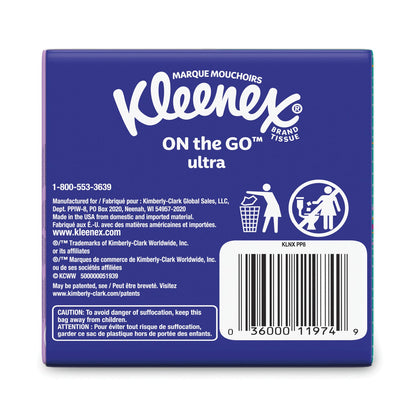 Kleenex On The Go Packs Facial Tissues, 3-Ply, White, 10 Sheets/Pouch, 8 Pouches/Pack