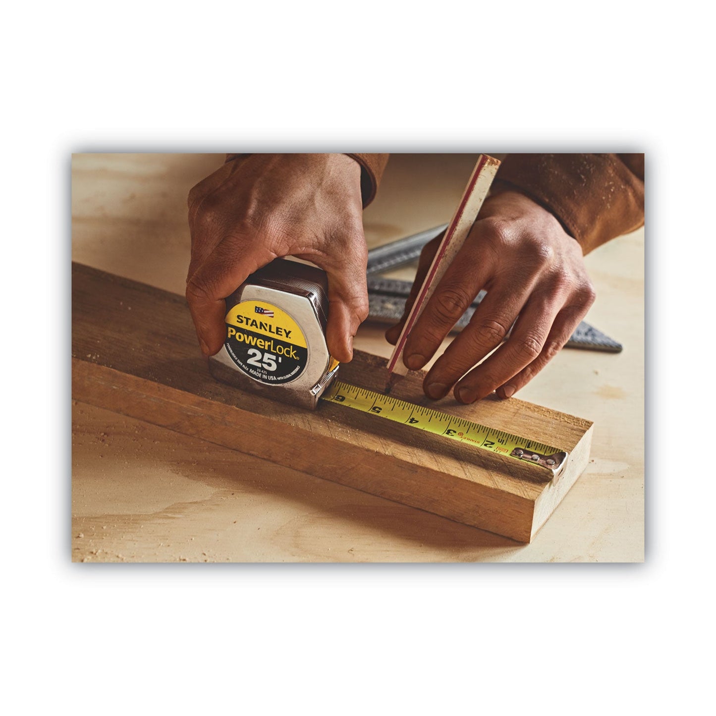 Stanley Powerlock II Power Return Rule, 1" x 25 ft, Chrome/Yellow