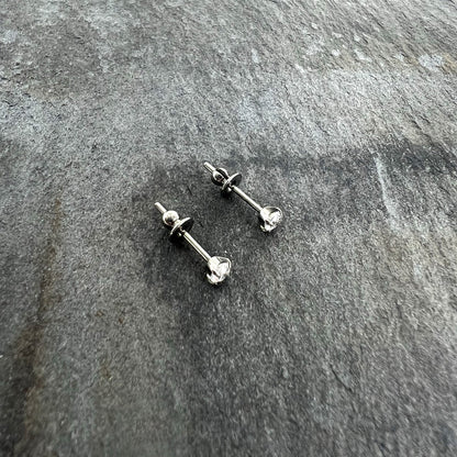 3mm Clear CZ Gem Implant Grade Titanium Stud Earrings