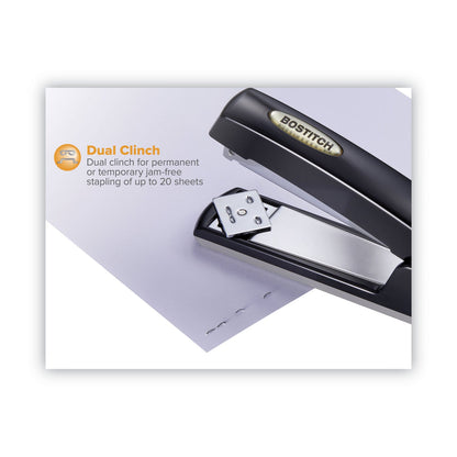 Bostitch Professional Antimicrobial Executive Stapler, 20-Sheet Capacity, Black