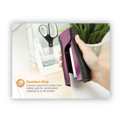Bostitch Dynamo Stapler, 20-Sheet Capacity, Wine Metallic