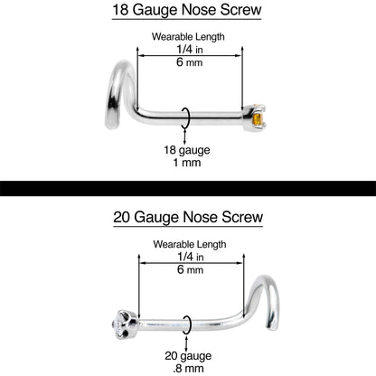 20G 1/4 White Synth Opal G23 Titanium Threadless Left Nose Screw