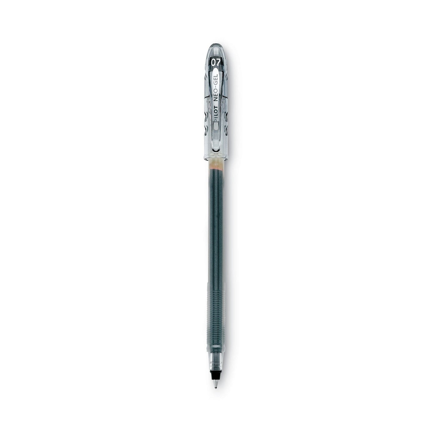 Pilot Neo-Gel Gel Pen, Stick, Fine 0.7 mm, Black Ink, Black Barrel, Dozen