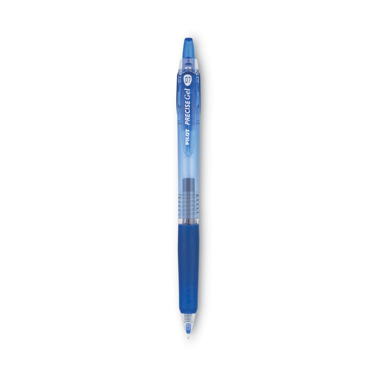 Pilot Precise Gel BeGreen Gel Pen, Retractable, Fine 0.7 mm, Blue Ink, Blue Barrel, Dozen