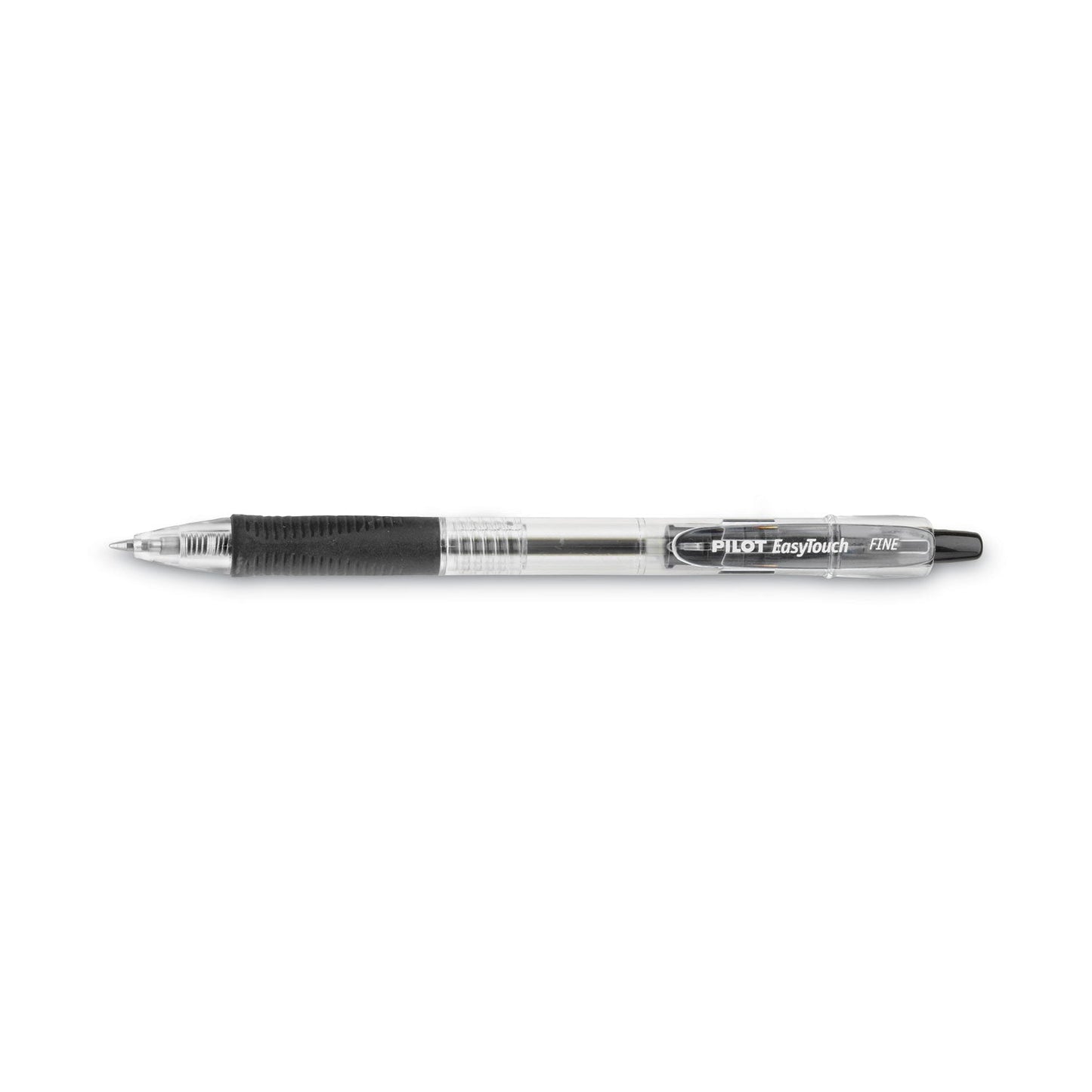 Pilot EasyTouch Ballpoint Pen, Retractable, Fine 0.7 mm, Black Ink, Clear Barrel, Dozen