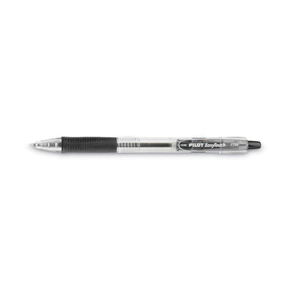 Pilot EasyTouch Ballpoint Pen, Retractable, Fine 0.7 mm, Black Ink, Clear Barrel, Dozen