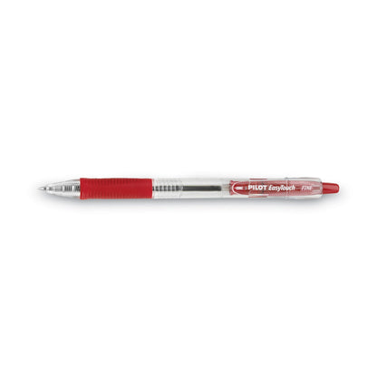 Pilot EasyTouch Ballpoint Pen, Retractable, Fine 0.7 mm, Red Ink, Clear Barrel, Dozen