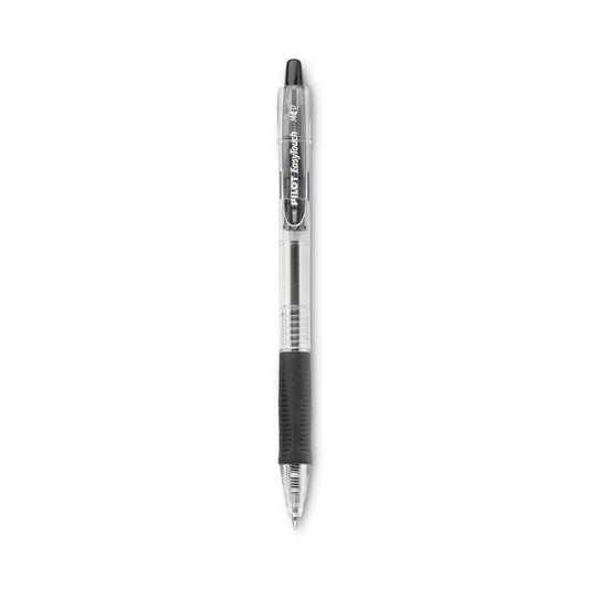 Pilot EasyTouch Ballpoint Pen, Retractable, Medium 1 mm, Black Ink, Clear Barrel, Dozen