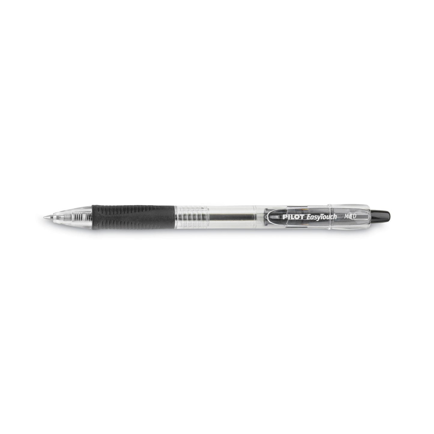 Pilot EasyTouch Ballpoint Pen, Retractable, Medium 1 mm, Black Ink, Clear Barrel, Dozen
