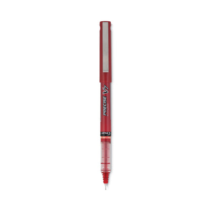Pilot Precise V7 Roller Ball Pen, Stick, Fine 0.7 mm, Red Ink, Red Barrel, Dozen
