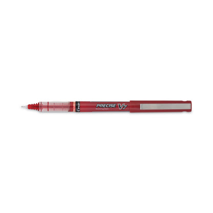 Pilot Precise V7 Roller Ball Pen, Stick, Fine 0.7 mm, Red Ink, Red Barrel, Dozen