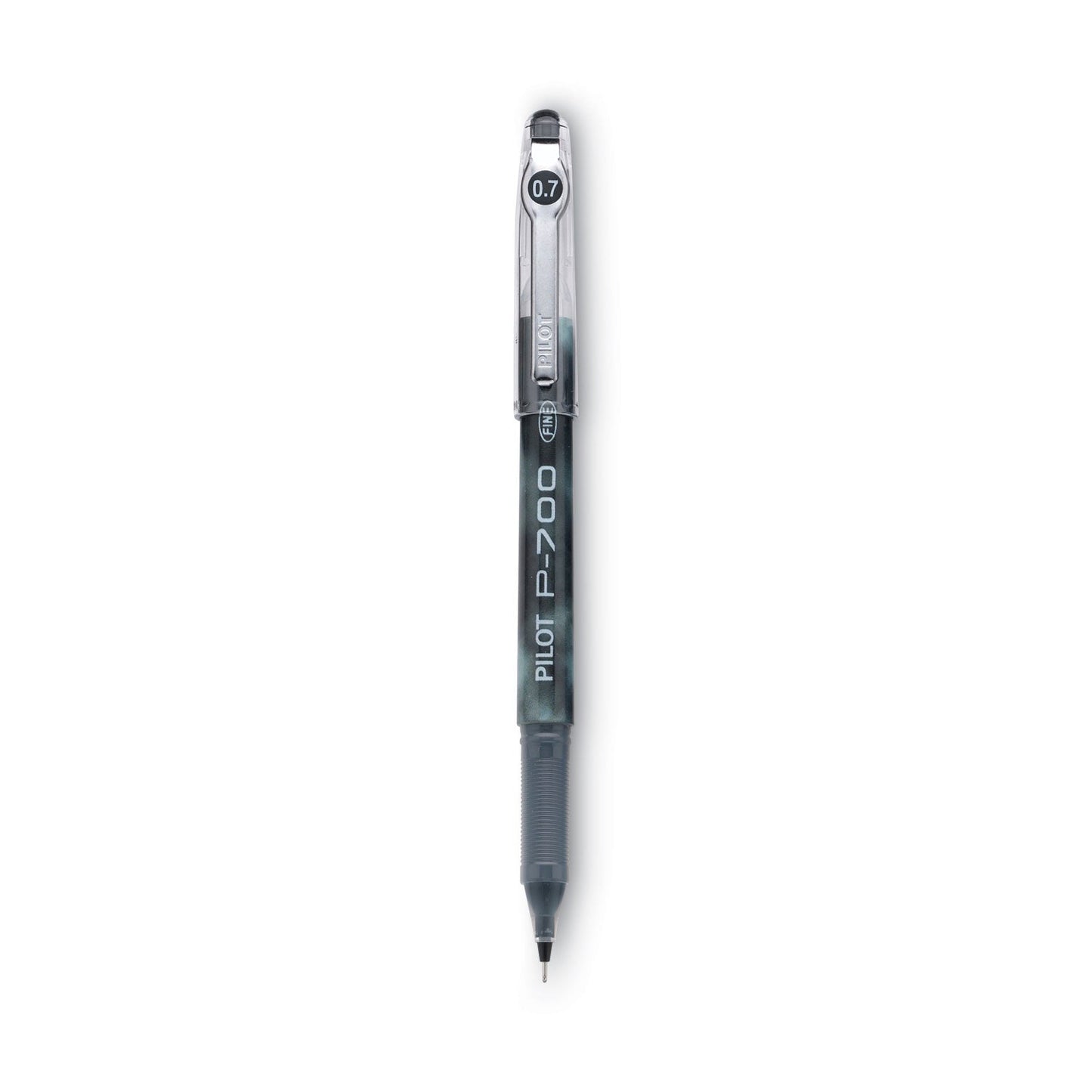 Pilot Precise P-700 Gel Pen, Stick, Fine 0.7 mm, Black Ink, Black Barrel, Dozen