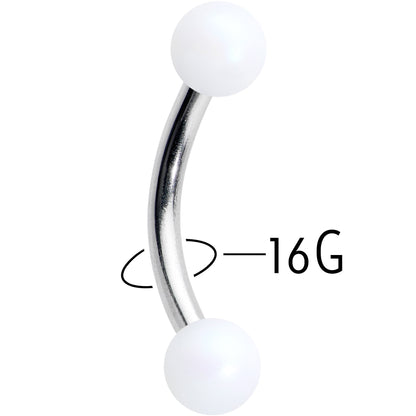 16G 5/16 Matte White Aurora Curved Eyebrow Ring